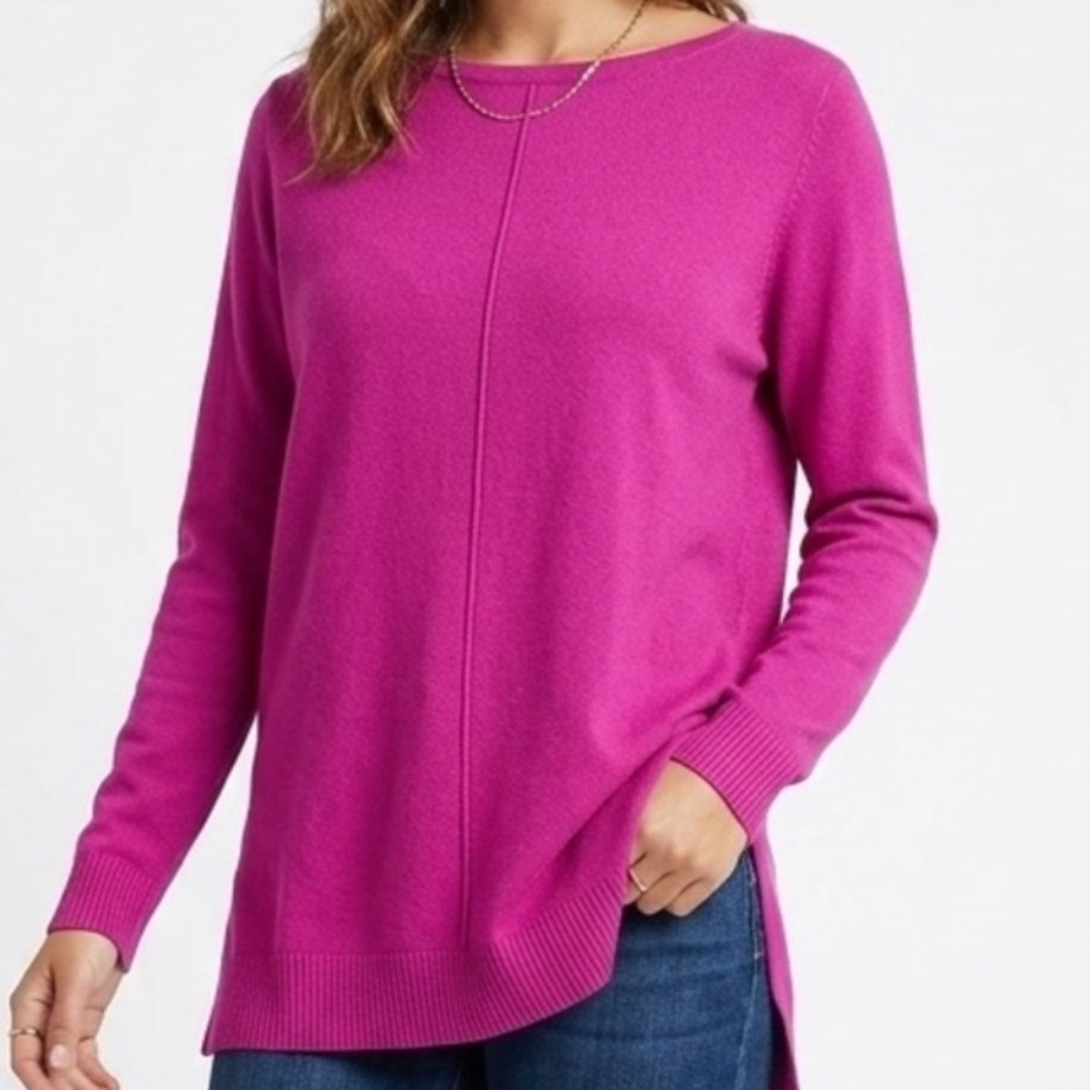 J. Jill Magenta Long Sleeve Crewneck Sweater